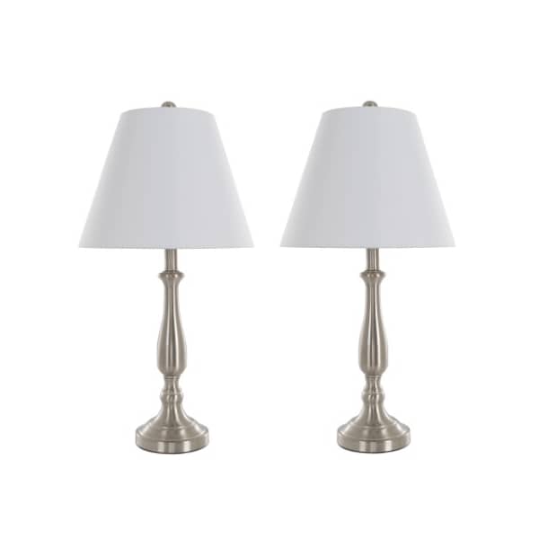 Hastings Home Table Lamps Set of 2, Traditional Brushed Steel (2 LED Bulbs included) by Hastings Home 955790HNC - main